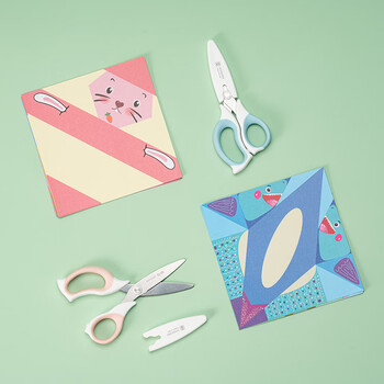 晨光（M&G）儿童安全型手工DIY塑料美工剪子150mm圆头玩具软胶护手不伤手 蓝色 ASS913Q3 1把