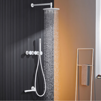 日丰卫浴枪灰色暗装入墙式花洒白色全铜冷热预埋嵌入式隐藏式淋浴