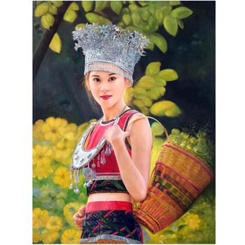 刘喜兴 《苗家少女》 布面油画