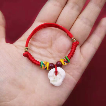 宝宝新生婴儿童五彩红绳手链朱砂猪惊骨本命年平安脚链紫金砂猪惊骨