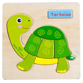 巧木匠拼图3d立体木质动物宝宝儿童拼板地摊玩具007乌龟
