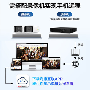 HIKVISION海康威视监控摄像头400万超高清臻全彩广角家用监控器室内室外POE供电防水3T47FWDAP2V2-LS