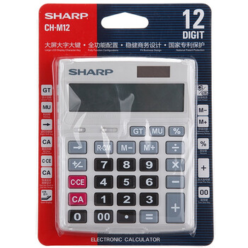 夏普（SHARP）CH-M12 WH 12位财务办公商务计算器 桌面小号台式小号办公计算器 财务商务适用