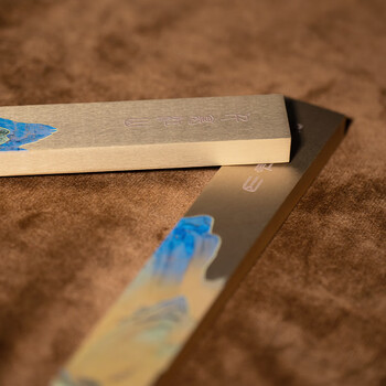 張小鳳镇尺纸镇纸毛笔文房四宝压纸镇尺书法礼物镇尺黄铜书法摆件送礼 千里江山镇尺 0.8cm 礼盒款