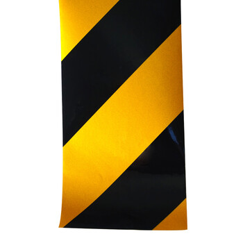 天章（TANGO）PET反光警示胶带100mm*45米骑行反光贴路面车身衣服黑黄斜纹斑马宽胶带地标线地面安全标识
