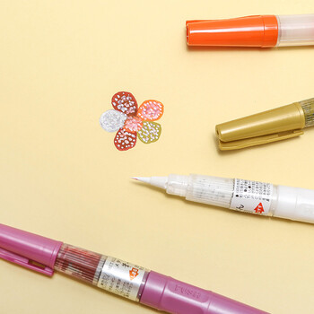 吴竹（KURETAKE）原装进口Zig科学毛笔自带墨水金墨毛笔画笔 中楷粉色 DOE160-126