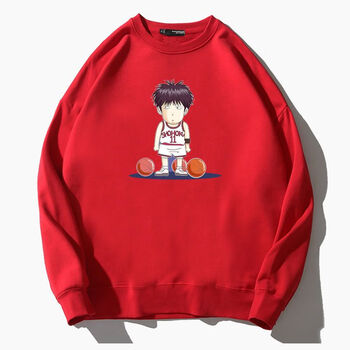 柒阅芒卡通动漫q版流川枫长袖圆领卫衣男女同款印花秋冬潮牌宽松衣服