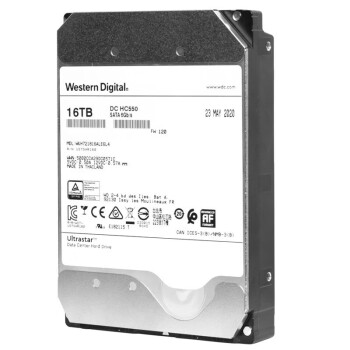 西部数据(Western Digital) 16TB 企业级硬盘 HC550 SATA6Gb/s 7200转512M 氦气密封 （WUH721816ALE6L4）