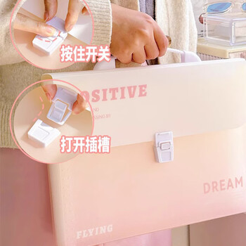 文谷（Wengu）渐变色12格a4大容量手提风琴包 高中生多层资料文件夹科目卷子分类初高中办公用品收纳袋E587蓝色A