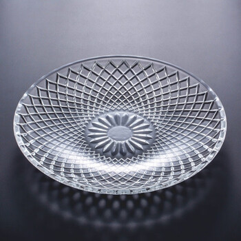 玻璃盘子餐具家用透明钢化创意tv酒吧水果盘圆形欧式玻璃杯托盘25厘米