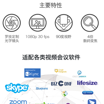 罗技（Logitech）C930c高清网络摄像头 笔记本电脑台式机视频直播商务会议摄像头 C930c