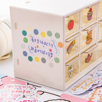 誉禾手账贴纸包可爱个性文字贴纸手帐DIY日记相册手机笔记本水杯装饰贴 单包装随机发 5196-Z