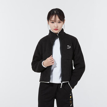 puma彪马官方舰店女装 夏季新款运动服女子复古休闲仿羊羔绒拉链夹克