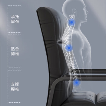 奈高（NAIGAO）电脑办公家用弓形会议椅家用书房椅子培训室黑色皮椅 四脚椅-NG3