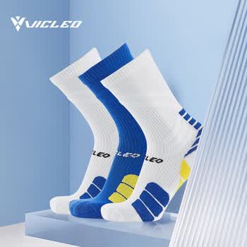 维克利奥VICLEO 儿童足球袜中筒青少年毛巾底防滑专业跑步运动训练袜子V621364 蓝色 S码