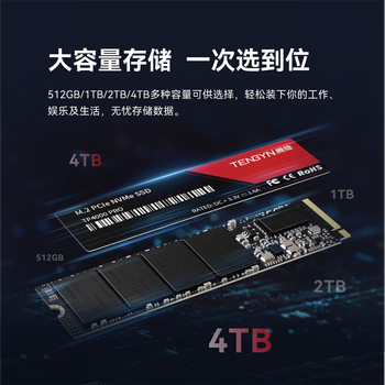 腾隐（TENGYIN）精选长江存储晶圆台式机笔记本SSD固态硬盘PCIe4.0 NVMe TP4000PRO 1TB 7400MB/S