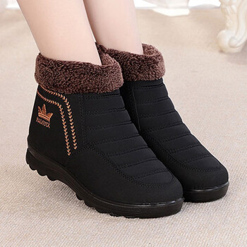 冬季防滑加绒布鞋女棉鞋中老年加厚平底妈妈鞋套脚保暖鞋子1012黑色35