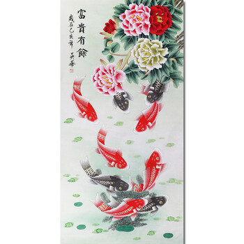 中国工笔画学会会员 著名工笔画家顾英华老师作品——富贵有余