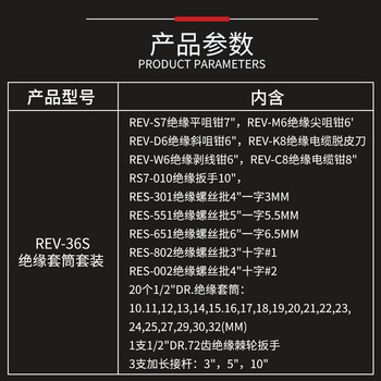 罗宾汉（RUBICON）耐1000V高压绝缘套筒工具套装REV-36S绝缘钳子扳手螺丝刀36件套装