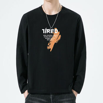 优衣库230克纯棉长袖t恤男士打底衫内搭卫衣加大码光板压标黑色xl