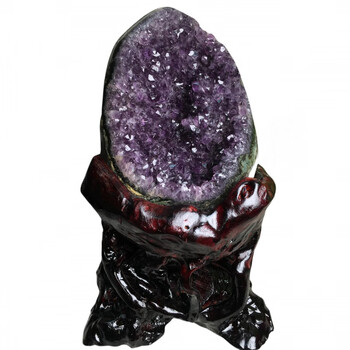 冰珂天然紫水晶摆件钱袋子紫晶簇聚宝盆居家办公开业乔迁送中秋节礼物