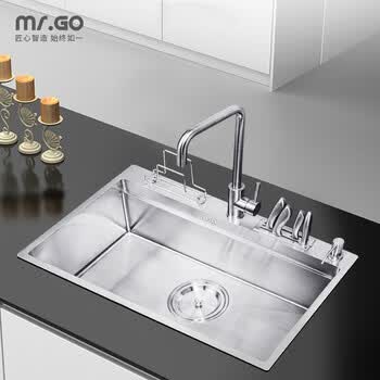 Mr Go 多功能复式304手工大容量复式台阶水槽洗菜盆加厚抗菌适合大面积厨房开放式厨房6845s Tdj 图片价格品牌报价 京东