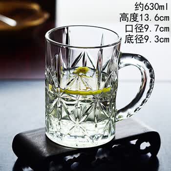 精酿啤酒杯抖音扎啤杯500ml玻璃杯带把1000毫升啤酒杯大容量创意凯撒