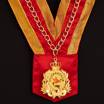 巧马高端高档厨师绶带奖章定做食神比赛定制勋章纪念品皇冠烹饪奖牌