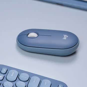 罗技（Logitech）LOGITECH PEBBLE 无线蓝牙鼠标 轻音鼠标 办公鹅卵石造型 轻薄便携 时尚小巧 品月蓝