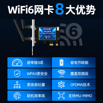 翼联（EDUP）WIFI6无线网卡 AX210 千兆双频5G 无线网络wifi接收器台式机电脑  5374M+蓝牙5.3二合一 EP-9651