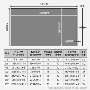 英微（IN&VI）投影幕布DHZ金属抗光幕布100英寸16:9家用窄边画框投影仪屏幕办公中长焦投影机软幕
