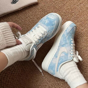 nike耐克nikenikeairforce1af1白蓝雾霾翻毛皮低帮休闲板鞋fd
