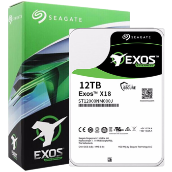 希捷（SEAGATE）企业级硬盘 12TB 256MB 7200RPM CMR垂直 SATA 希捷银河Exos X18系列 服务器硬盘ST12000NM000J