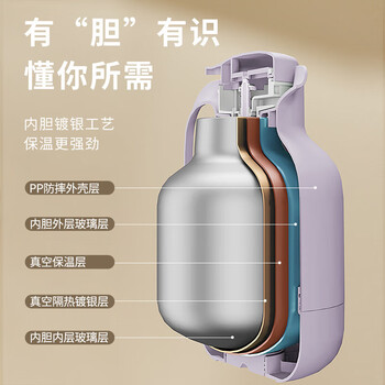 JEKO&JEKO保温壶家用热水瓶玻璃内胆大容量暖水壶宿舍开水瓶 2L紫色