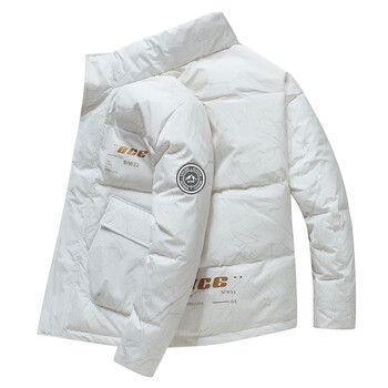 白色90白鸭绒m>施耐克品牌断码冬季立领羽绒服男短款加厚保暖潮牌帅气