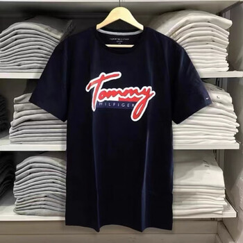 tommy jeans美国汤米奥莱商纯色体纯色休闲tm印花圆领时尚短袖t恤男