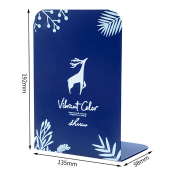 递乐 金属书立夹/学生书立架/书夹/书靠/书挡/书板创意办公文具用品2片/副 2536 蓝色驯鹿