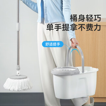 美丽雅旋转拖把40cm伸缩杆2拖布带桶墩布干湿两用一拖净免手洗家用墩布