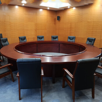 麦叶圆形会议桌实木皮会议台loft现代简易油漆会议桌办公家具 直径2.0米