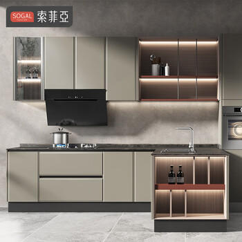 索菲亚厨房橱柜全屋定制 l型整体橱柜家用石英石台面灶台一体柜厨房