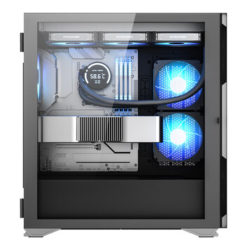 爱国者（aigo）YOGO K1钛灰色 超高兼容性 9风扇位 电脑机箱  E-ATX/ATX主板/360水冷/钢化玻璃全侧/4090显卡