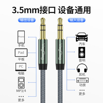 唯格（VegGieg）AUX音频线3.5mm公对公车载音响连接线车用转换对录线笔记本电脑手机耳机音响箱线1米
