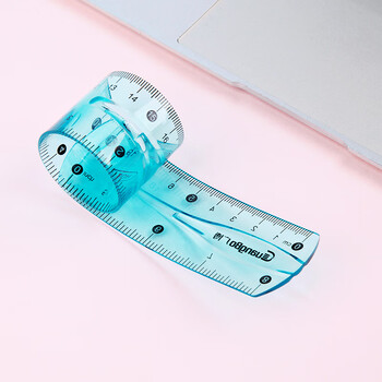 广博（GuangBo）20cm软直尺办公学生学习文具绘图尺子 单把装颜色随机H05015 透明考试专用