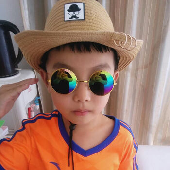 儿童圆框太阳镜儿童太阳镜宝宝眼镜五彩圆框小男孩女孩潮流时尚墨镜