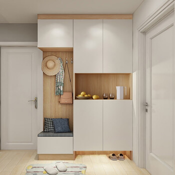 皇国轩北欧玄关家用门口大容量实木可定制尺寸客厅隔断厅柜入户鞋柜到