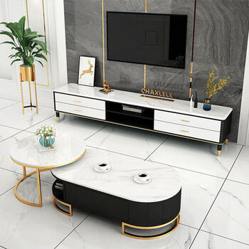 森柒 2022年新款岩板电视柜茶几组合墙柜小户型北欧现代简约新款轻奢