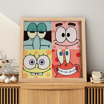 绿野客 纸浆画成品 土玩艺纸浆画手工diy材料包半成品卡通海绵宝宝