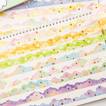 誉禾云朵梦境胶带手账贴纸烫金工艺波浪造景和纸素材异形边框少女心手帐装饰 4卷混装 5234 誉禾云朵梦境胶带手账贴纸烫金工艺波浪造景和纸素材异形边框少女心手帐装饰 4卷混装 5234