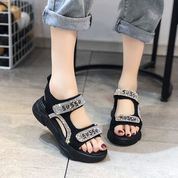 at安誻女孩凉鞋夏季女童老爹水晶10韩版时尚12中大童13小学生14公主