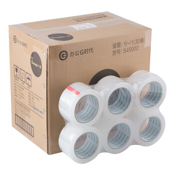 广博(GuangBo)高品质透明封箱胶带打包宽胶带30卷/箱60mm*100y*45um(91.4米) 办公文具 S45002
